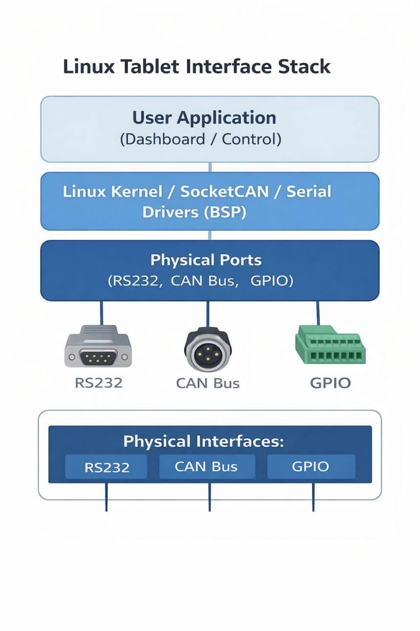 Linux Tablet Industrial Interfaces: CAN, RS232 and GPIO Explained